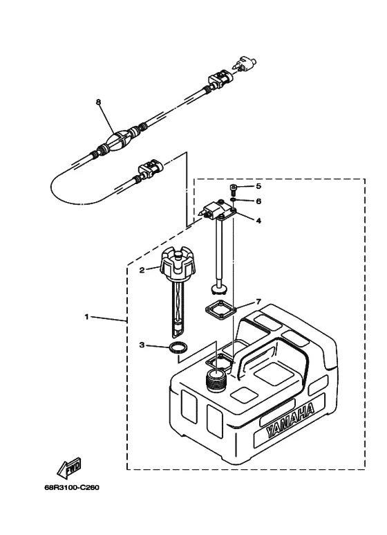 Топливный бак для Yamaha F6 MHS/L