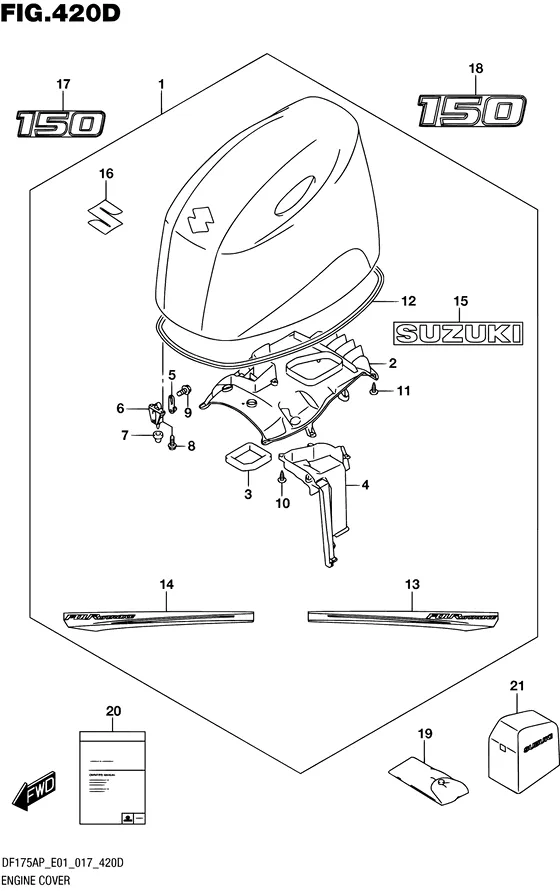 Крышка двигателя ((FOR Y5S) (DF150AP E40)) для Suzuki DF175A PL/XL