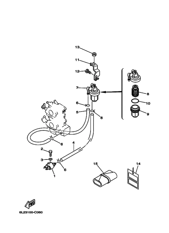 Топливный кран для Yamaha 25 MHOS/L