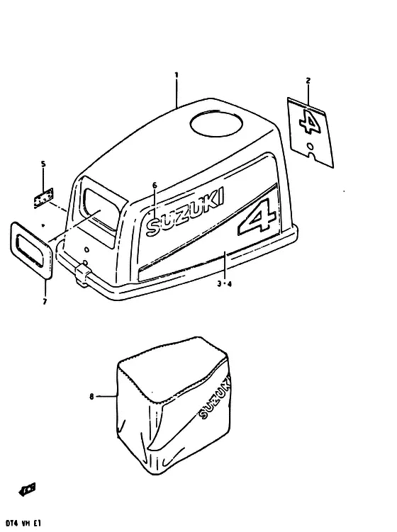 Крышка двигателя ((MODEL VH)) для Suzuki DT4 S/L
