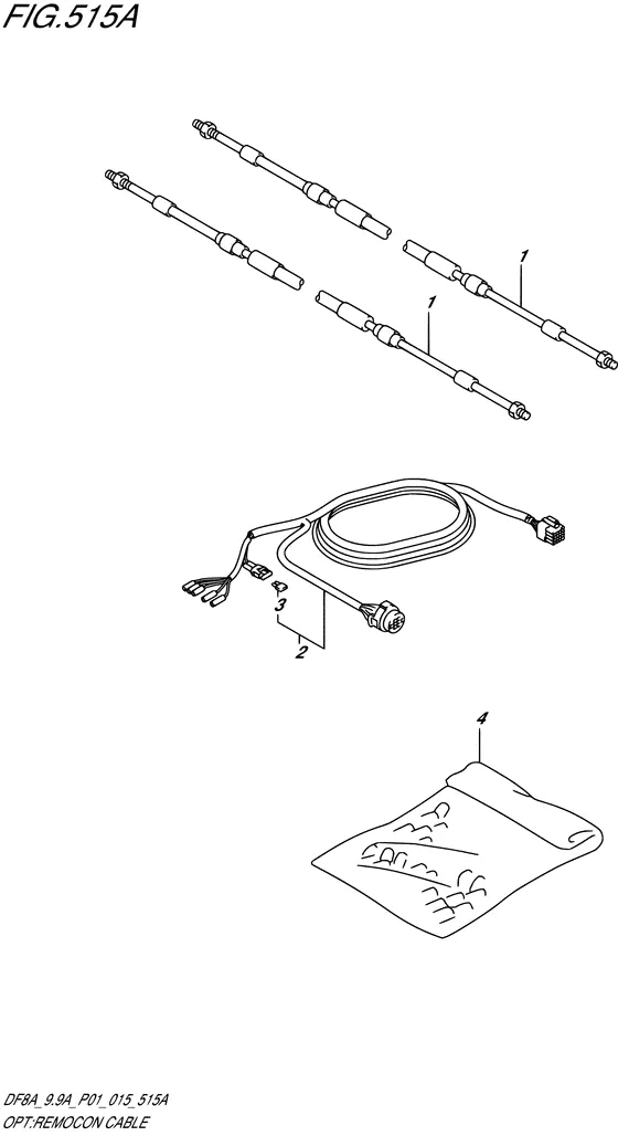 Опция: трос пульта ду ((DF8A P01)) для Suzuki DF9.9A S/L; ARS/L