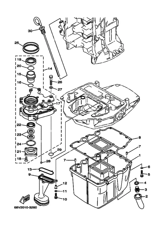 Масляный поддон для Yamaha F90 ETL/X