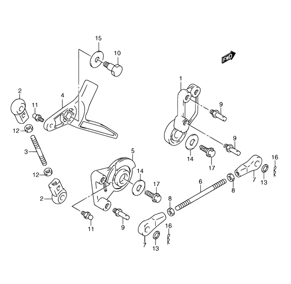 Управление дроссельной заслонкой ((TYPE:QR/T)) для Suzuki DF30 S/L; RS/L; QS/L; TS/L