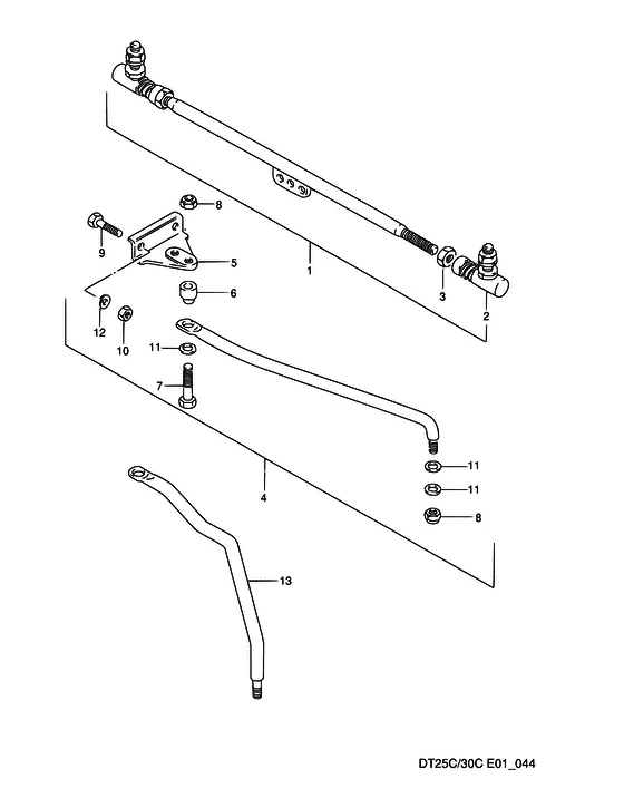 Опция: поперечная рулевая тяга для Suzuki DT30C S/L; RS/L