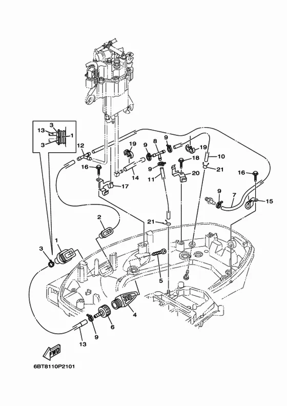 Нижний капот 2 для Yamaha F30 E(H/D/T)S/L/X