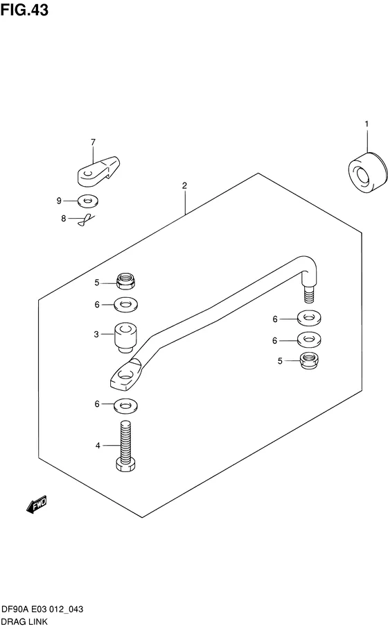 Продольная рулевая тяга для Suzuki DF90A T(H)L/X