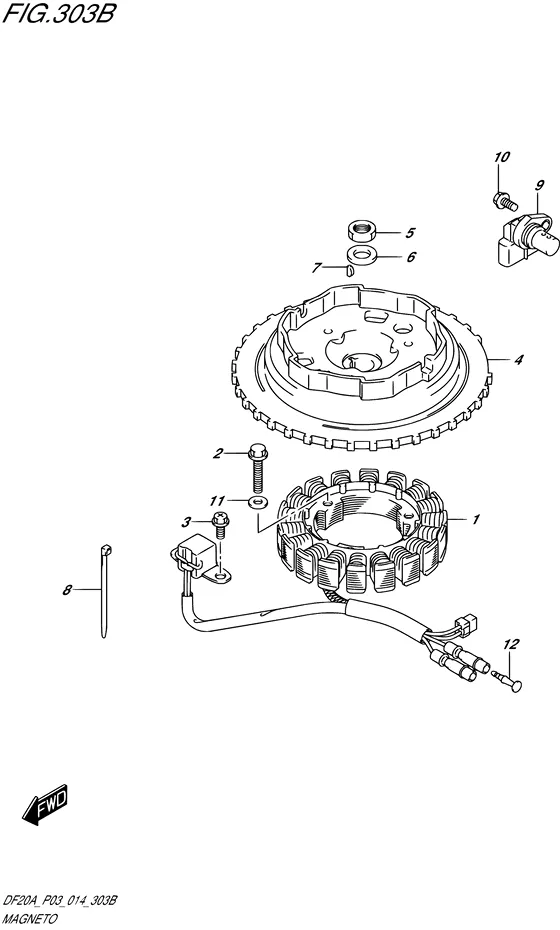 Статор & Ротор ((MANUAL STARTER) (DF15A P03)) для Suzuki DF15A S/L; RS/L; THS/L