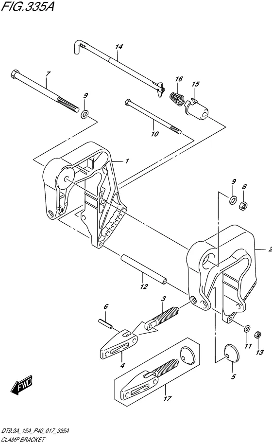 Зажимной кронштейн ((DT9.9A P40)) для Suzuki DT15A S/L; KS/L