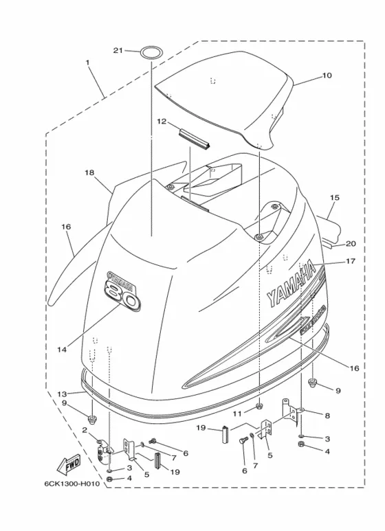 Капот для Yamaha F80 EDL/X