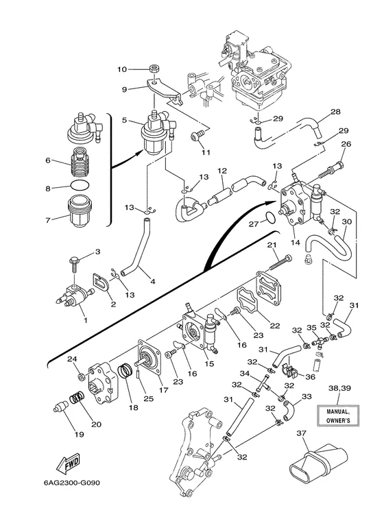 Топливная система для Yamaha F20 M(W/E/P)HS/L