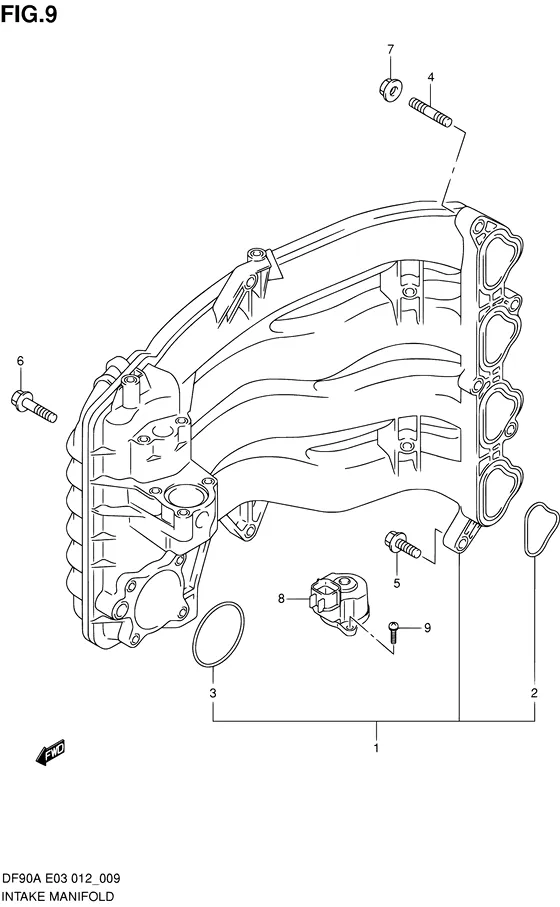 Всасывающий коллектор для Suzuki DF90A T(H)L/X