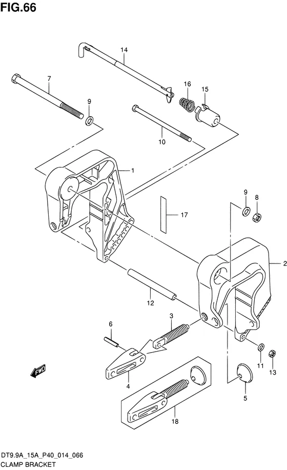 Зажимной кронштейн для Suzuki DT9.9A S/L; KS/L