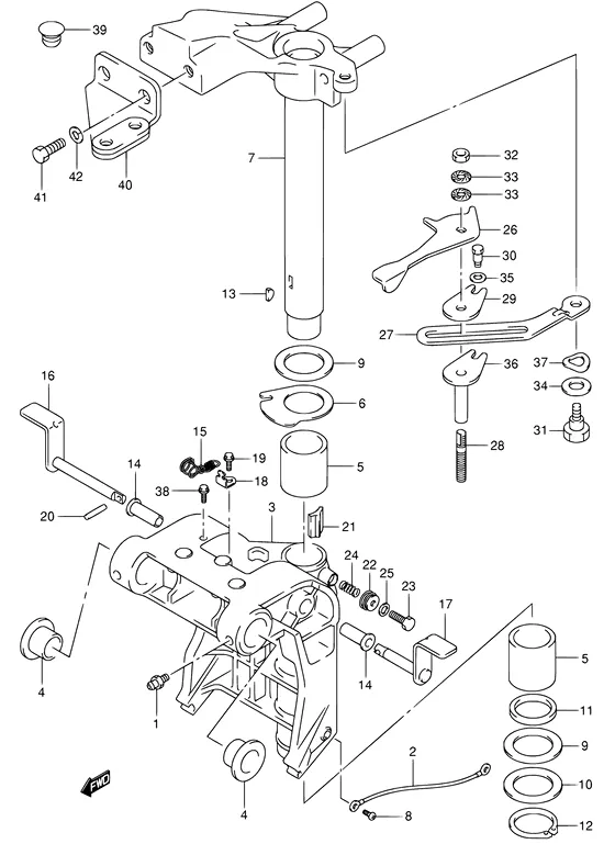 Поворотный кронштейн ((DF25:371155~/DF30:371163~)) для Suzuki DF25 S/L; RS/L; QS/L; TS/L