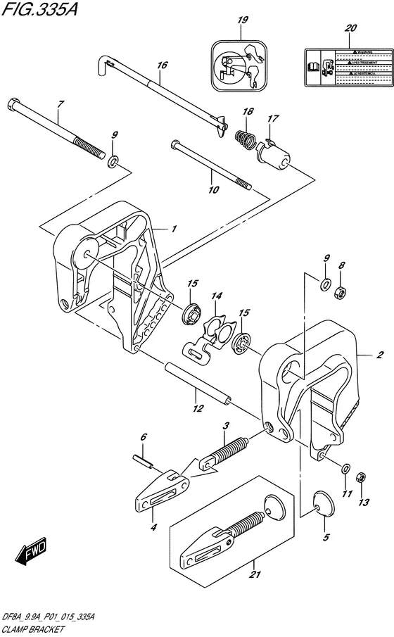 Зажимной кронштейн ((DF8A P01)) для Suzuki DF9.9A S/L; ARS/L