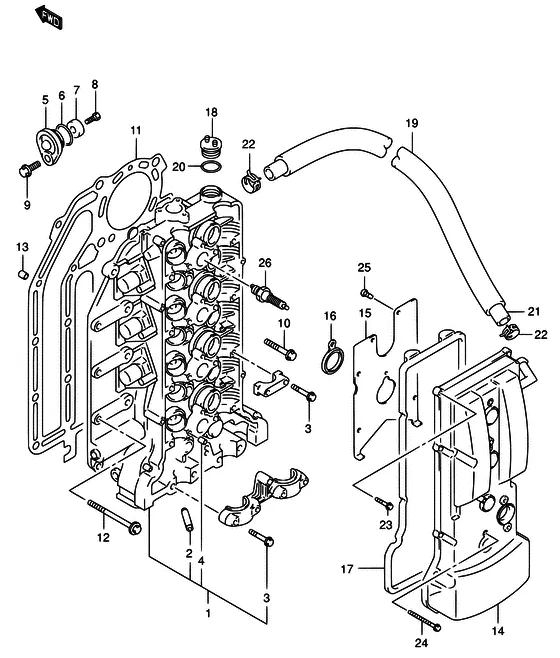 Головка цилиндра для Suzuki DF140 (Z)TL/X; W(Z)TL/X