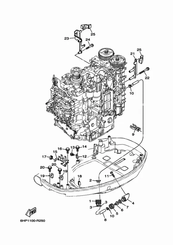 Нижний капот 3 для Yamaha F150 ETL/X