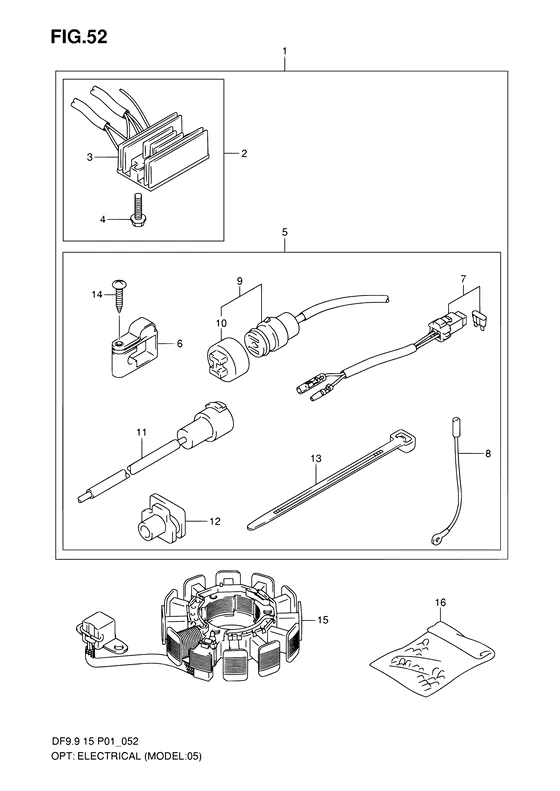 Опция: электрооборудование ((MODEL:05~)) для Suzuki DF9.9 S/L; RS/L