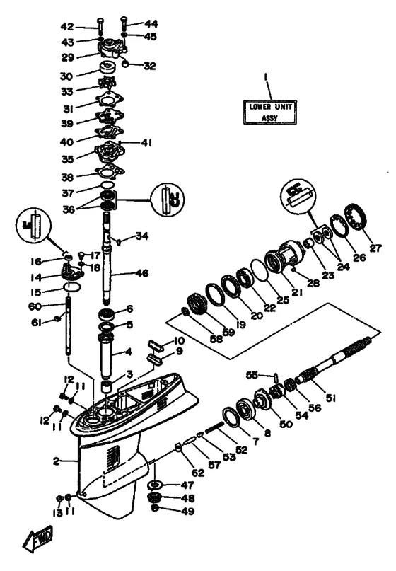 Редуктор & привод для Yamaha 55 M(E/T/D/H)S/L