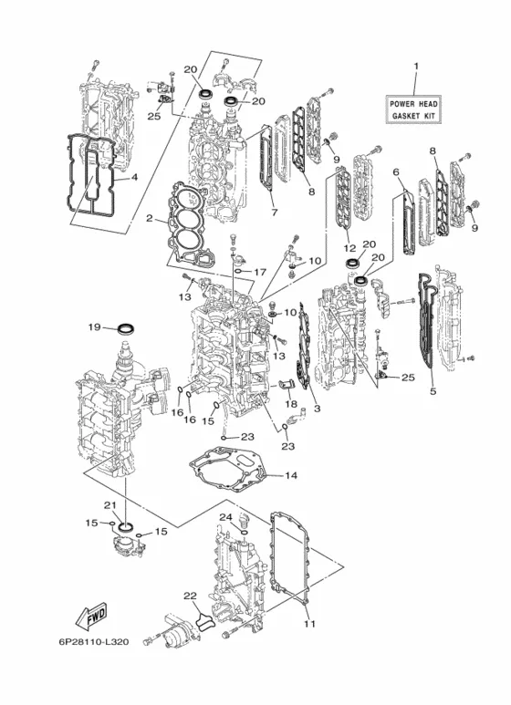 Ремонтный комплект 1 для Yamaha F225 ETL