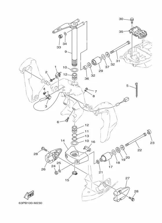 Кронштейн 2 для Yamaha F150 ETL/X