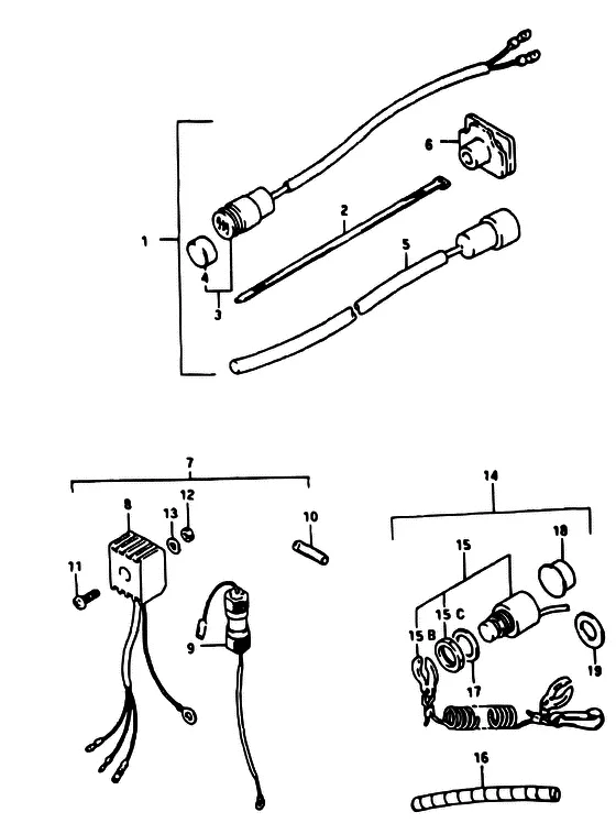 Опция: электрооборудование ((MANUAL STARTER)) для Suzuki DT40 WS/L/LL/L2/UL; WRS/L/LL/L2/UL; WKS/L/LL/L2/UL; WKRS/L/LL/L2/UL