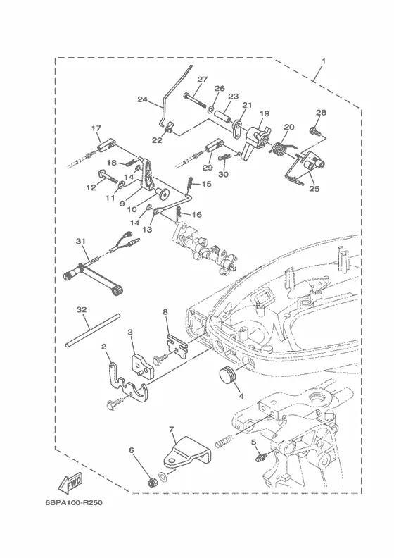Крепление дистанционного управления для Yamaha F25 M(E/W)HTS/L/X