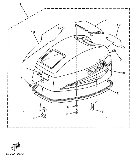 Верхний капот для Yamaha 15 WHS/L