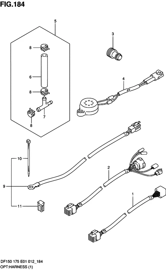 Опция: жгут проводов ((1) (DF150T E40)) для Suzuki DF150 (Z)TL/X