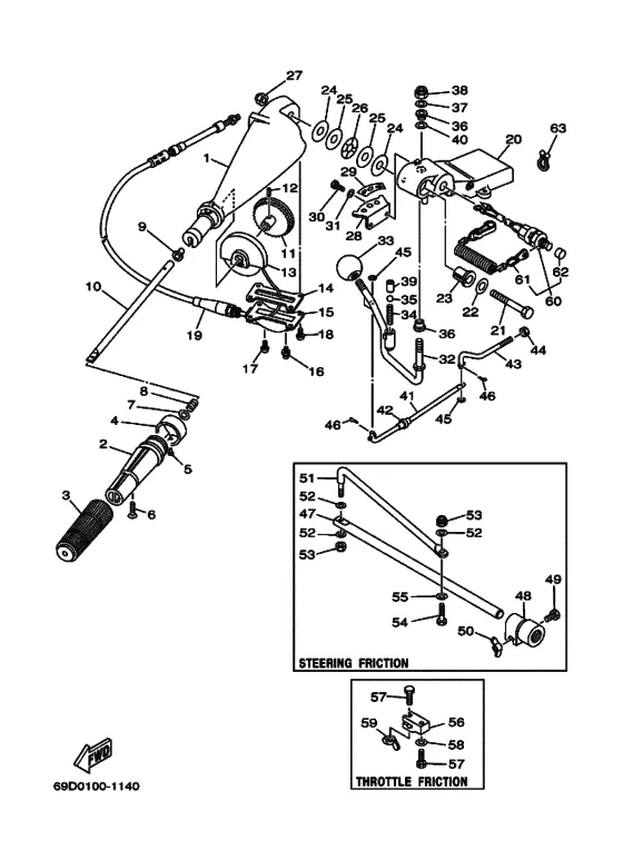 Рулевой механизм для Yamaha 60 M(H/W/D)L