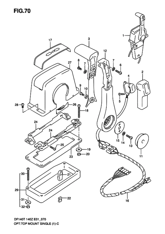 Опция: устанавливаемый сверху пульт ду ((1)(MODEL:05~)) для Suzuki DF140 (Z)TL/X; W(Z)TL/X