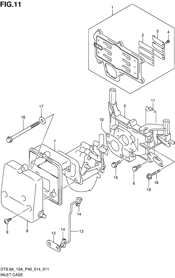 Кожух впускного коллектора ((DT15AK P36)) для Suzuki DT9.9A S/L; KS/L