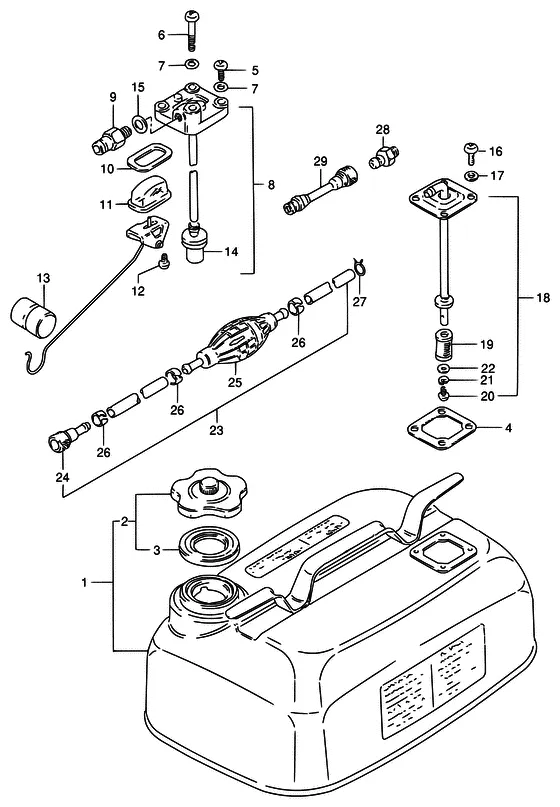 Топливный бак ((DT8/MODEL:86,87)(24L)) для Suzuki DT5 S/L
