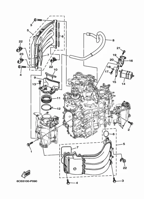 Впускная система 1 для Yamaha F225 ETX