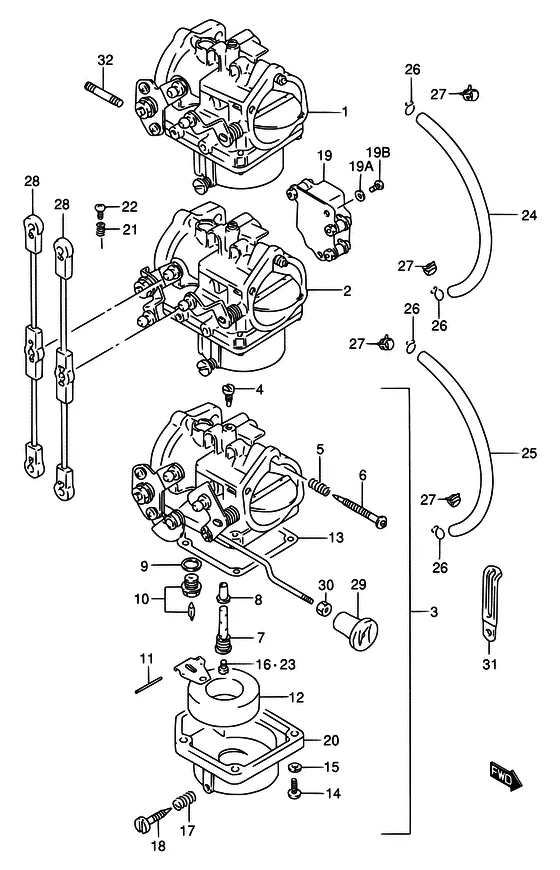 Карбюратор ((DT75MQ,85MQ,85QH)) для Suzuki DT75 L/UL