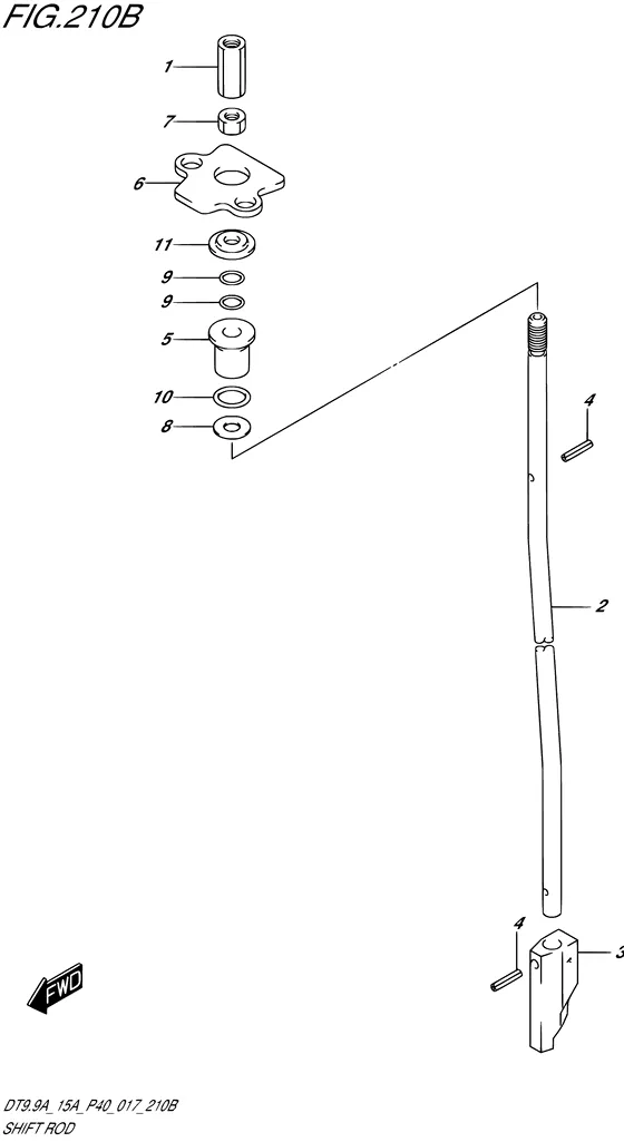 Тяга переключения ((DT9.9A P36)) для Suzuki DT15A S/L; KS/L