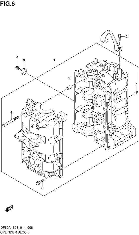 Блок цилиндров для Suzuki DF40A TS/L