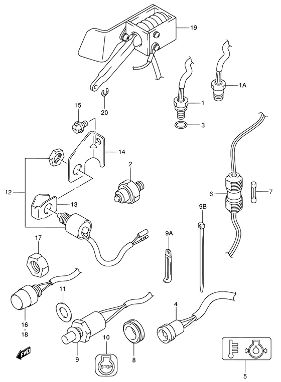 Переключатель для Suzuki DF25 S/L; RS/L; QS/L; TS/L
