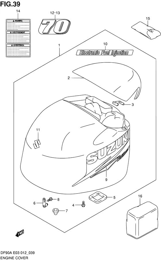 Крышка двигателя ((DF70A E03)) для Suzuki DF90A T(H)L/X