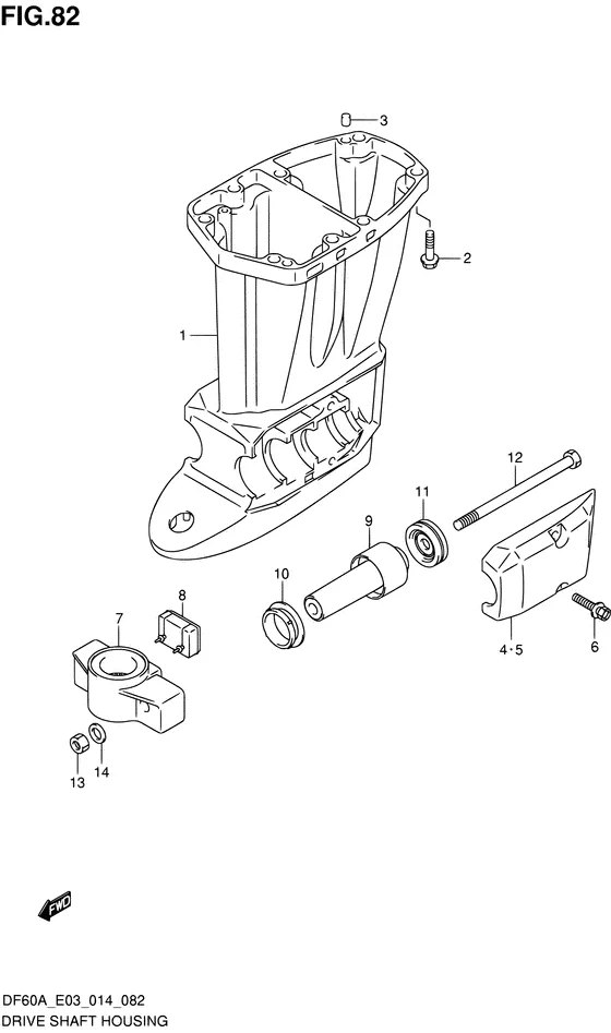 Кожух приводного вала ((DF40A E03)) для Suzuki DF50A QHS/L; T(H)S/L