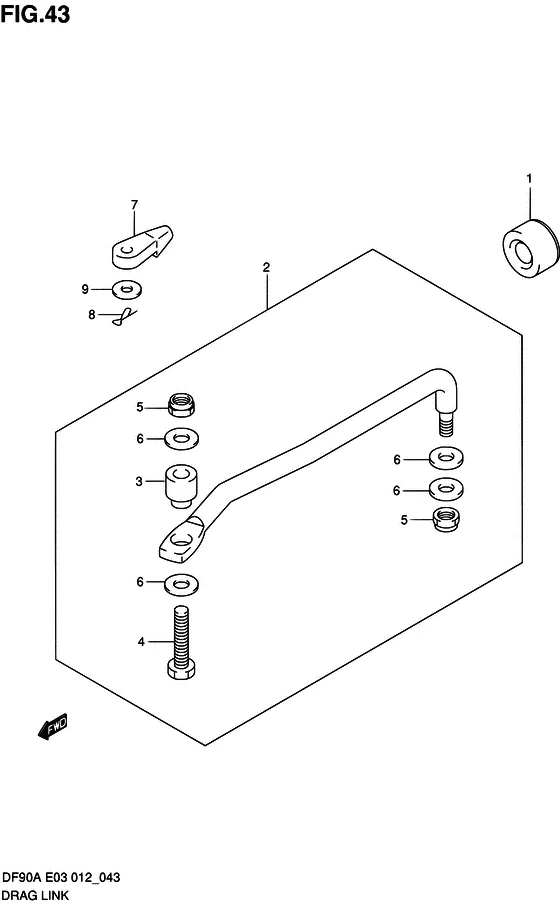 Продольная рулевая тяга для Suzuki DF70A T(H)L/X