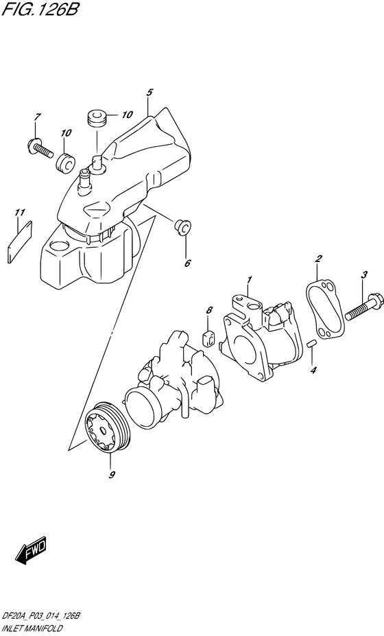 Впускной коллектор ((DF9.9BR P03)) для Suzuki DF15A S/L; RS/L; THS/L