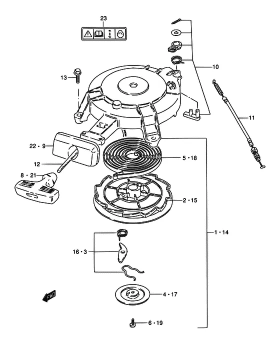 Стартер (NOTE : N.S.I : NEUTRAL INTER LOCK) для Suzuki DT9.9 S/L; KS/L/XL