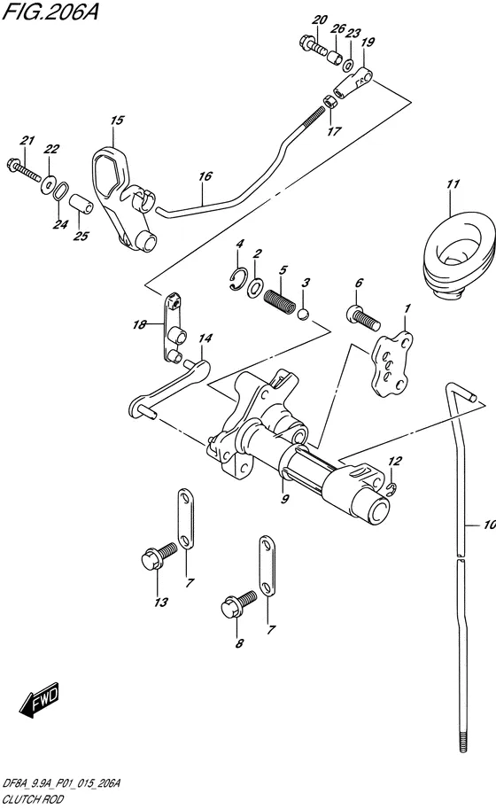Тяга привода сцепления ((DF8A P01)) для Suzuki DF9.9A S/L; ARS/L