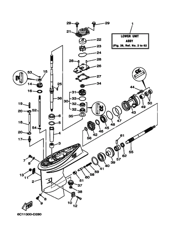 Редуктор & привод для Yamaha F50 E(D/H/T)L/X