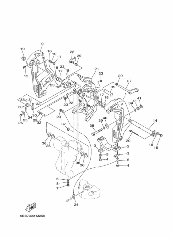 Кронштейн 1 для Yamaha F225 ETL