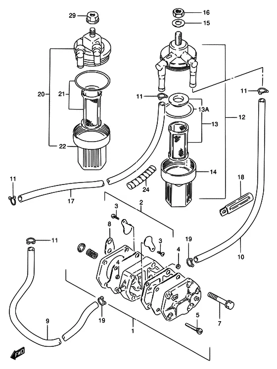 Топливный насос ((DT20/25/30); NOTE : REFER TO FIG.11 (C-5) FOR DT25K) для Suzuki DT25 S/LL/XL; KS/LL/XL