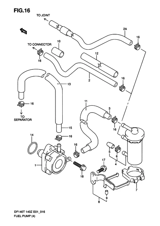 Топливный насос ((DF140WT:682149~,DF140WZ:680234~)) для Suzuki DF140 (Z)TL/X; W(Z)TL/X