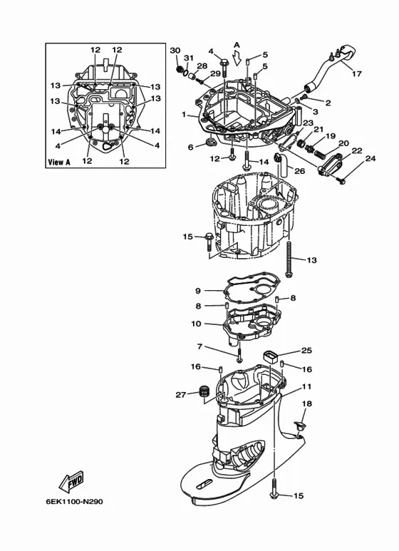 Верхний корпус для Yamaha F115 ETL