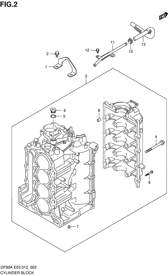 Блок цилиндров для Suzuki DF90A T(H)L/X