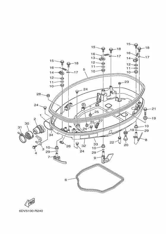 Нижний капот 1 для Yamaha F150 ETL/X